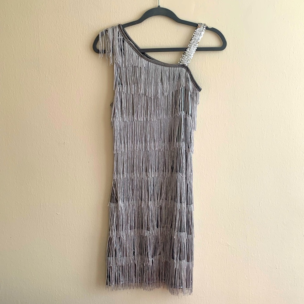 1920s Costumes USA Dress in Grey/Silver - Gatsby Style - Size S